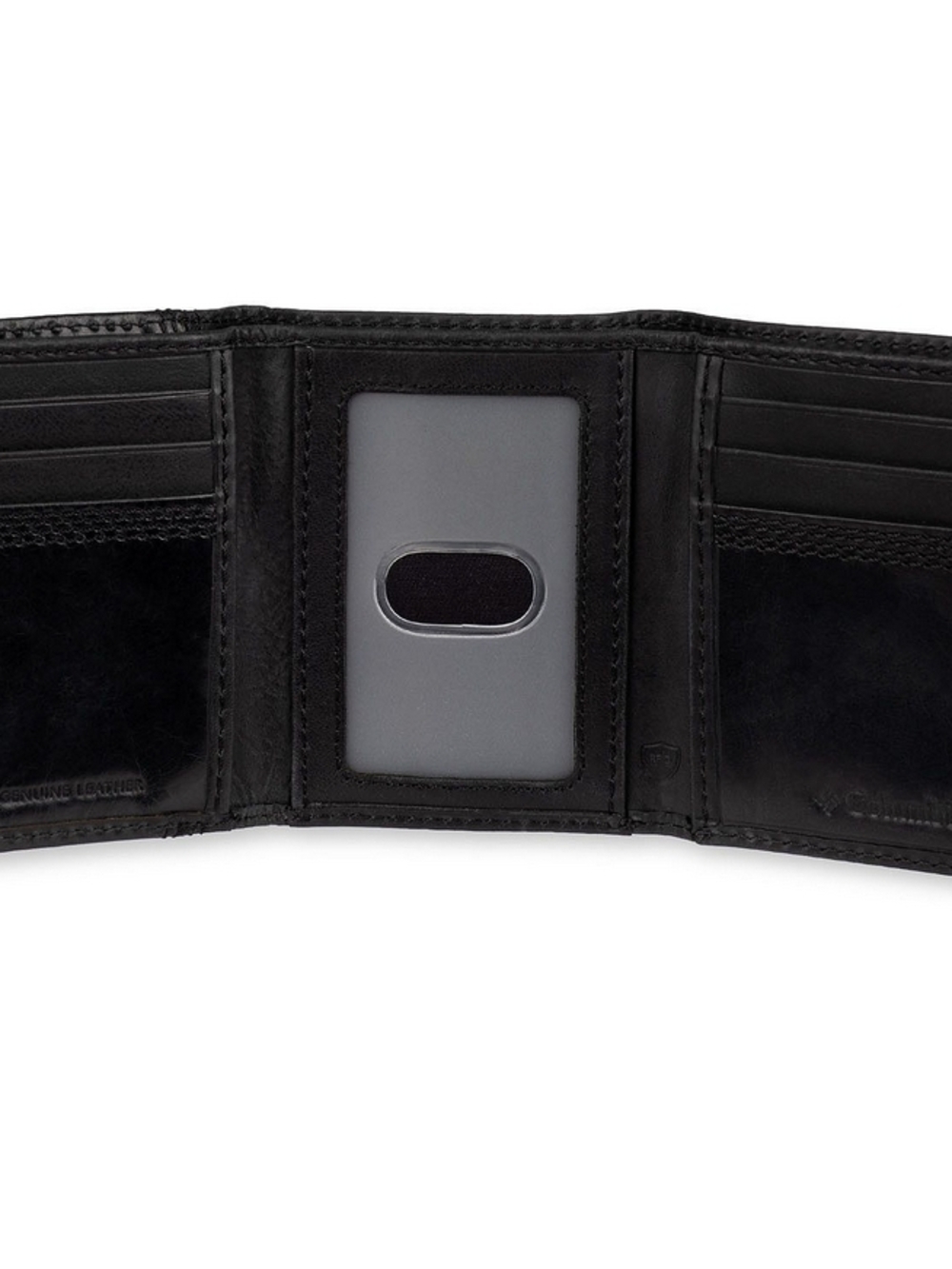 Columbia Men's Black Leather Trifold Wallet